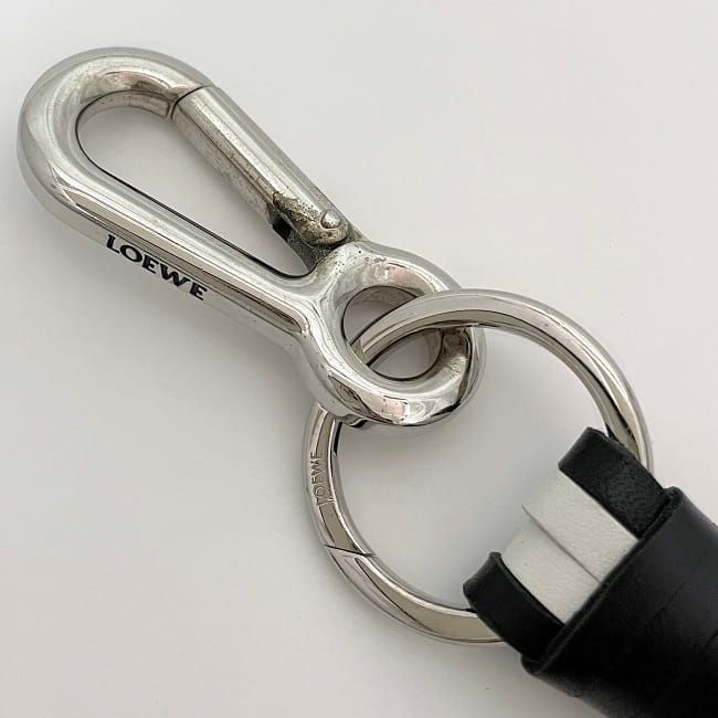 Loewe Charm Black White Silver Anagram Excellent Condition Leather