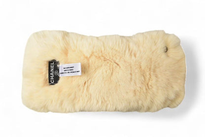 Chanel Bangle Lapin Rabbit Fur Chanel Coco Mark Fur Cufflinks Bracelet Wristband