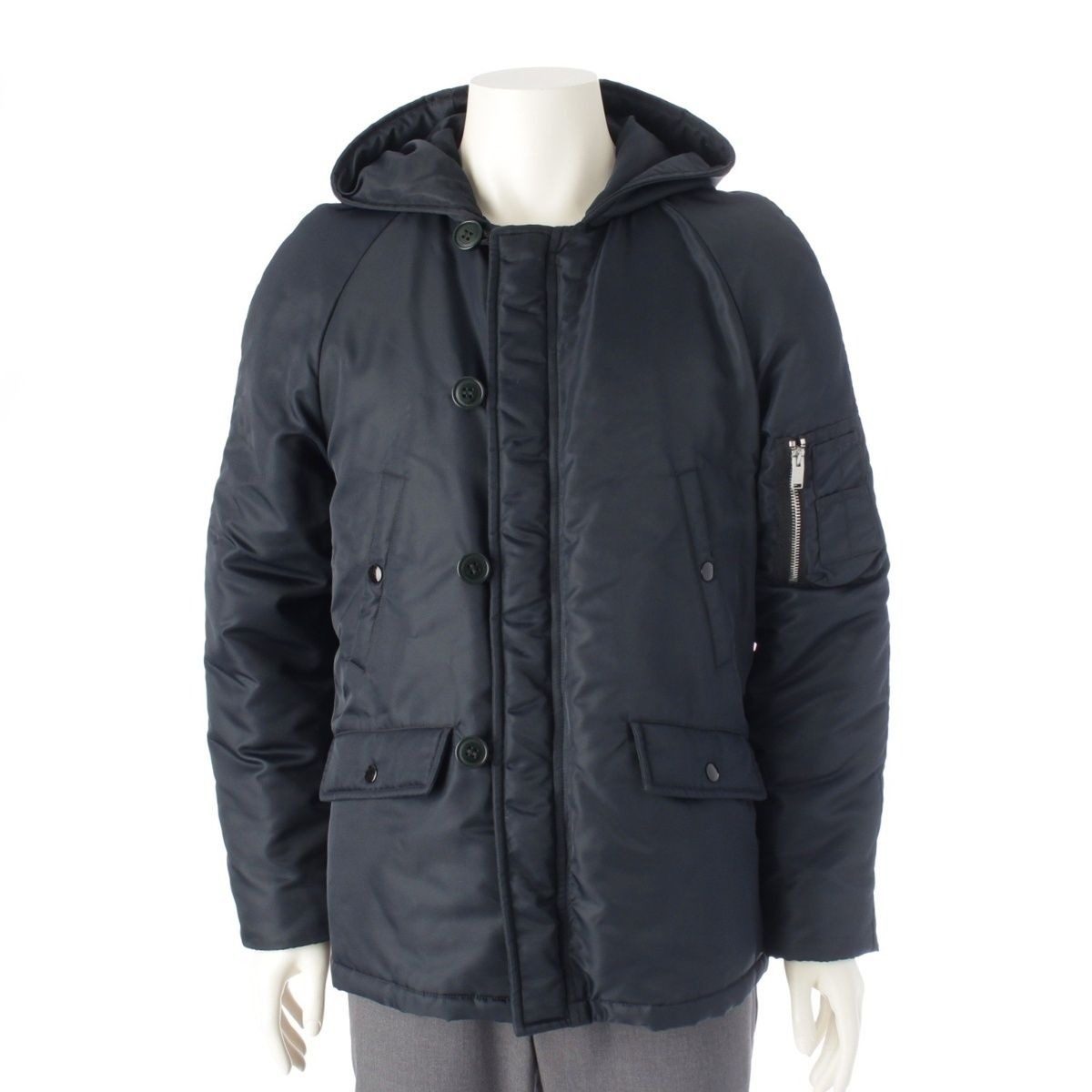 Saint Laurent Eddie Era Hooded Military Coat Flight Jacket Navy 46