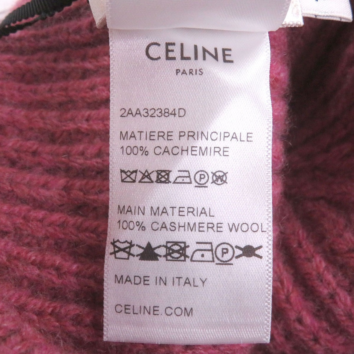 Celine Cashmere Triomphe Beanie Knit Cap Pink Hat — view 7