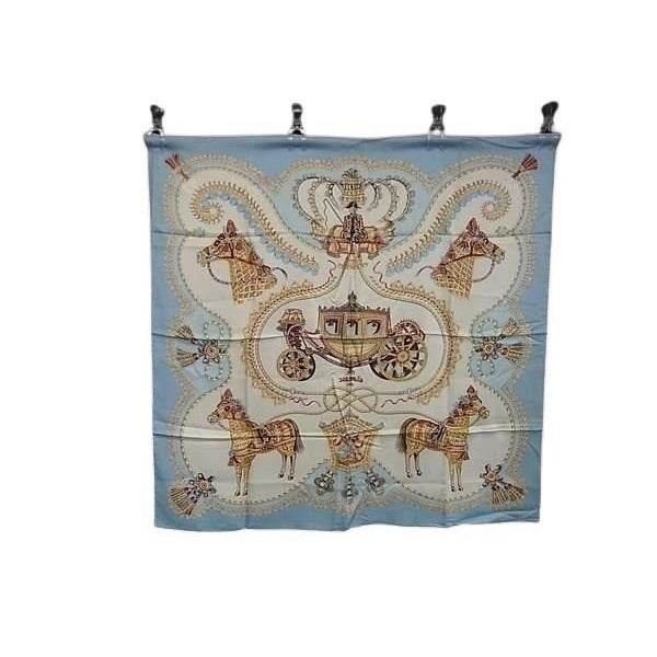 Hermes Scarf Carre 90 Multicolor 100% Silk Paperole Carriage and Nobility