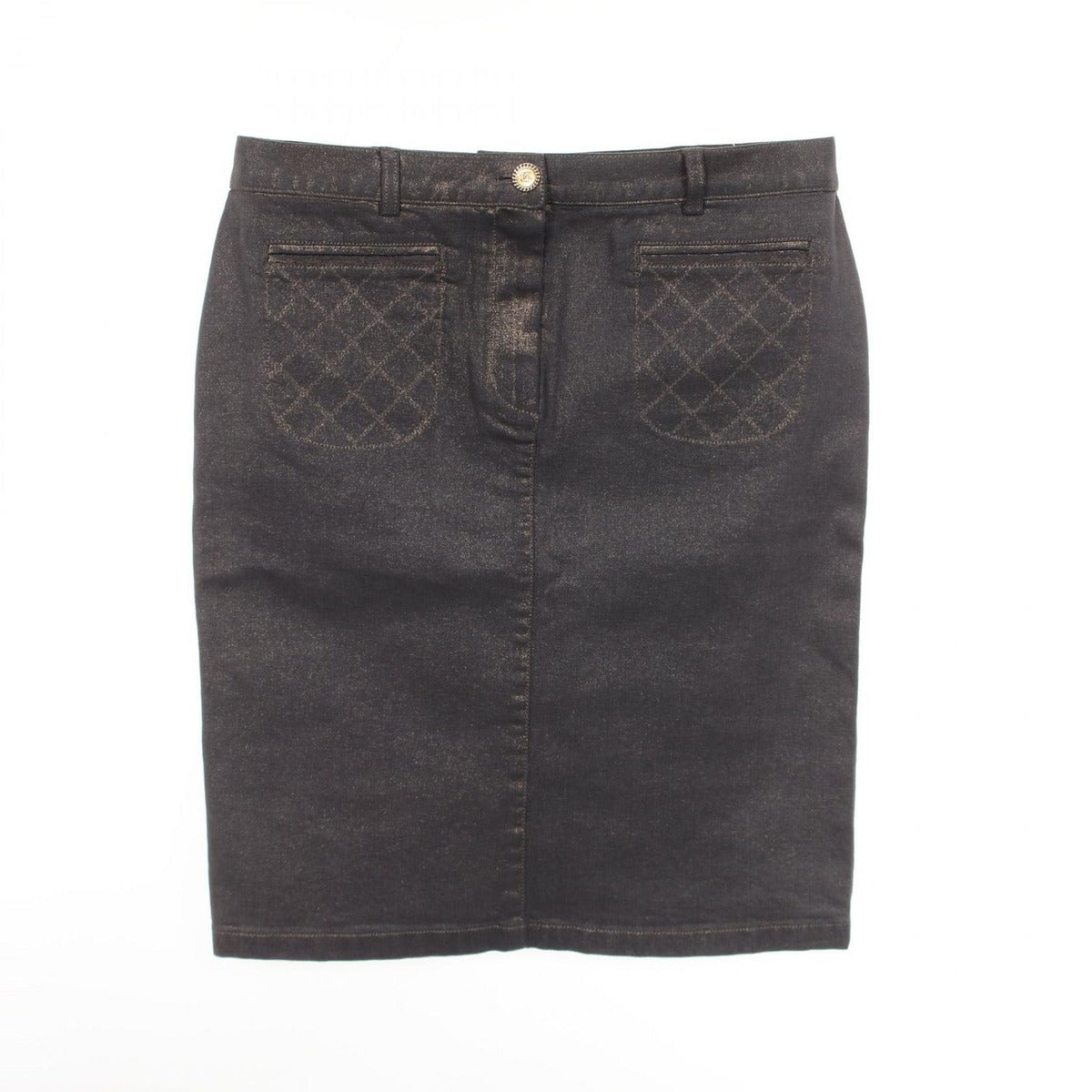 Chanel Skirt CC Logo Button Cotton Denim