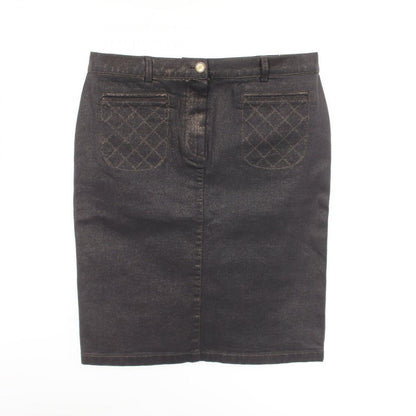 Chanel Skirt CC Logo Button Cotton Denim