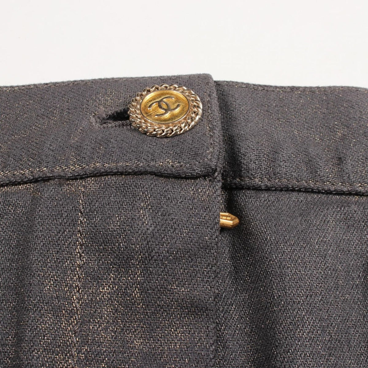 Chanel Skirt CC Logo Button Cotton Denim — view 5