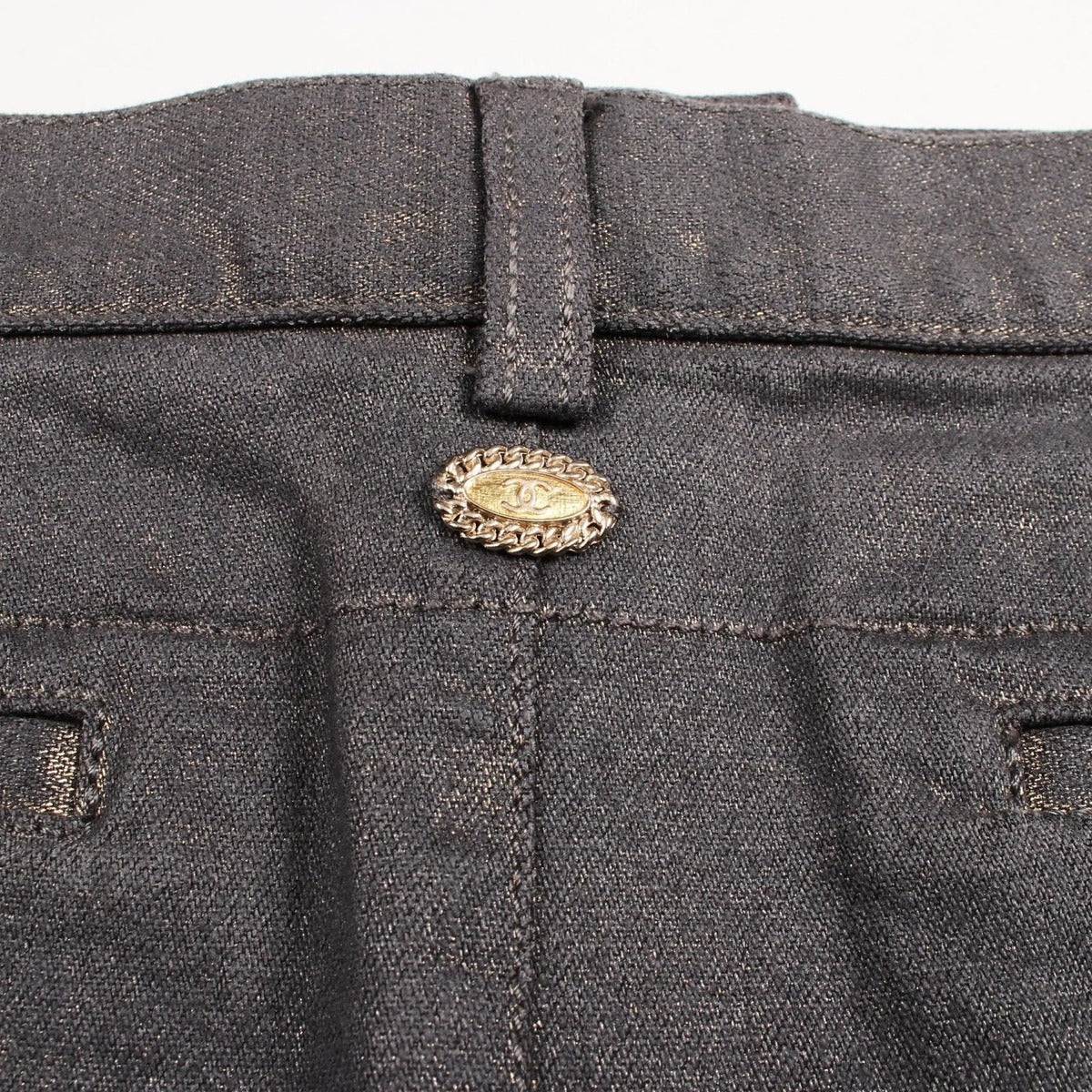 Chanel Skirt CC Logo Button Cotton Denim — view 7