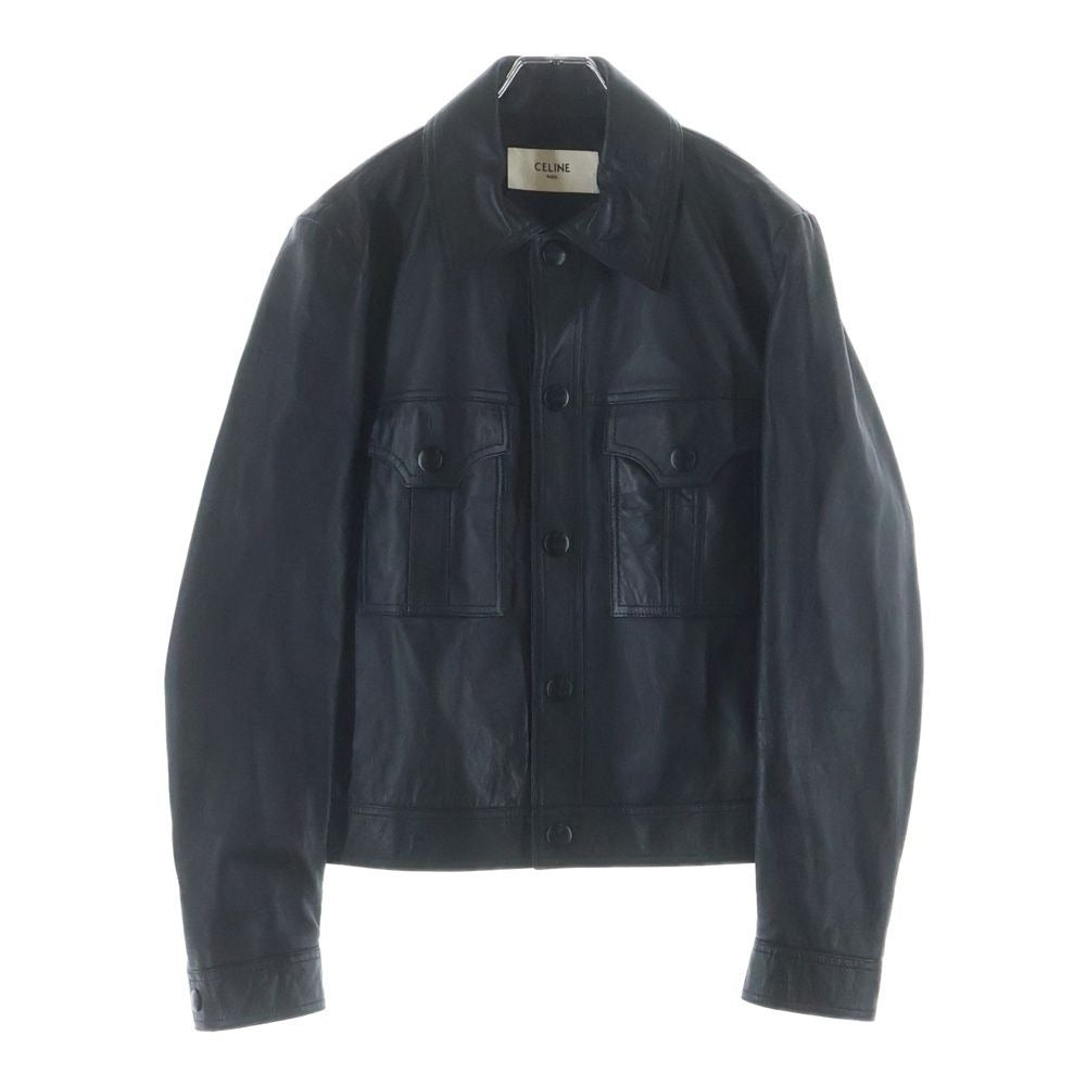 Celine Aviator Soft Drum Lambskin Leather Jacket Black