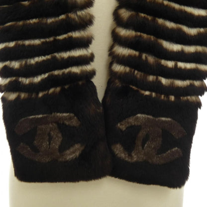 Chanel Scarf Cashmere White Brown — view 4