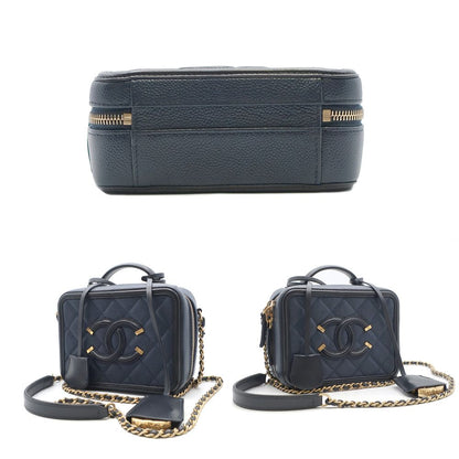 Chanel Chanel CC Filigree Vanity Chain Shoulder Bag Navy