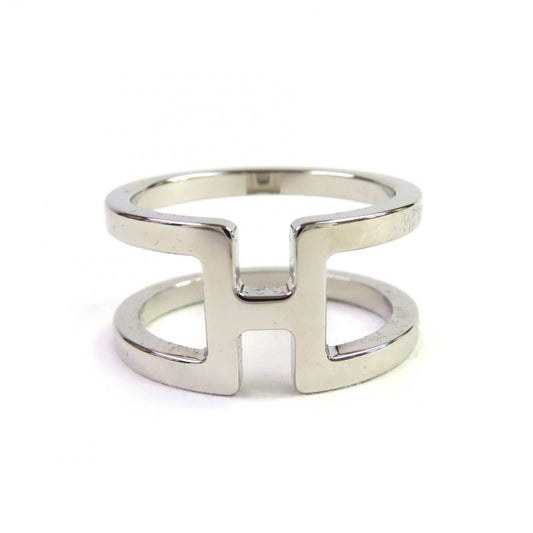 Hermes H Anne Long Palladium Scarf Ring Silver With Box And Storage Bag Made In