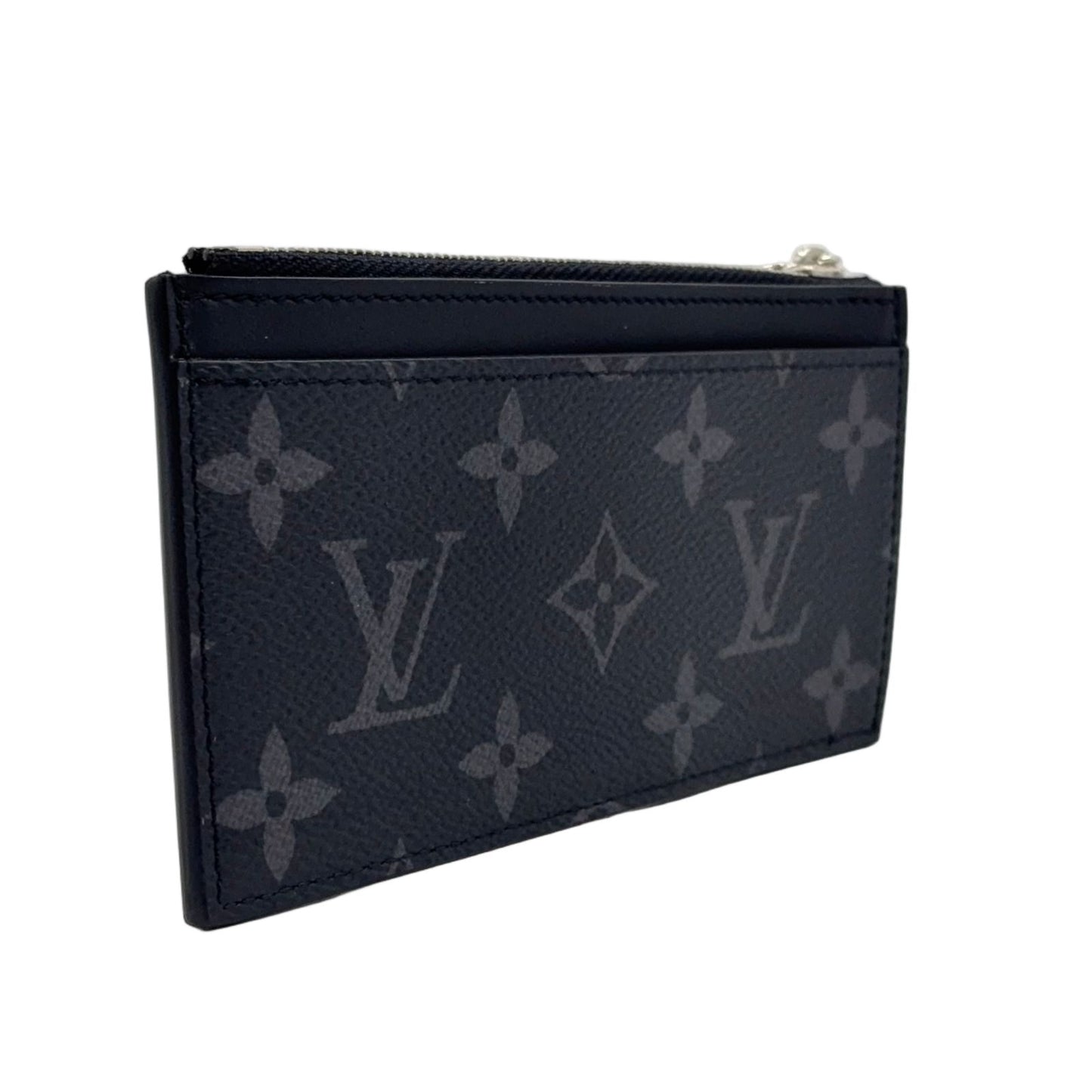 Louis Vuitton Coin Card Holder Monogram Eclipse Leather Black Case Silver — view 2