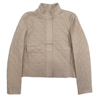 Hermes Deerskin Quilted Riders Jacket Series Button 34 Gray