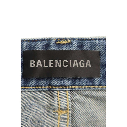 Balenciaga Logo All Over Pattern Button Fly Denim Pants 26 Indigo — view 3