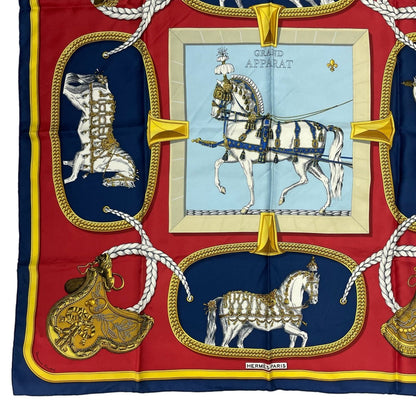 Hermes Scarf Silk Carre 90 Grand Apparat Dressed Horse Red — view 4
