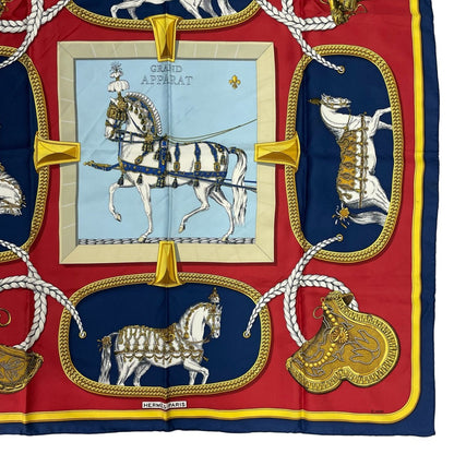 Hermes Scarf Silk Carre 90 Grand Apparat Dressed Horse Red — view 5