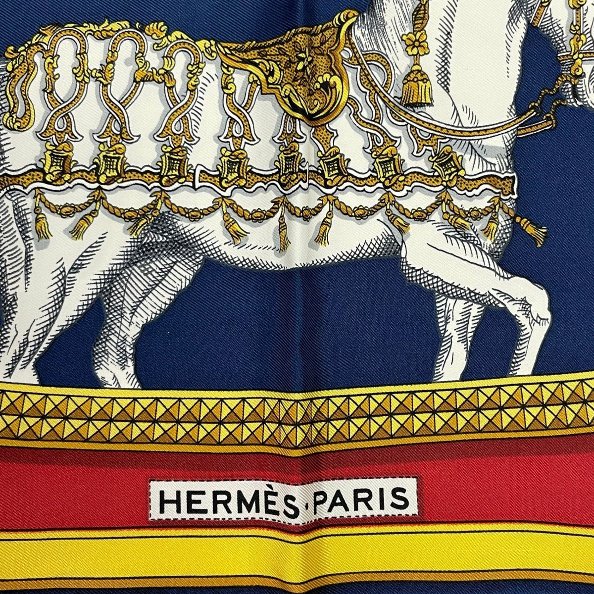 Hermes Scarf Silk Carre 90 Grand Apparat Dressed Horse Red — view 7