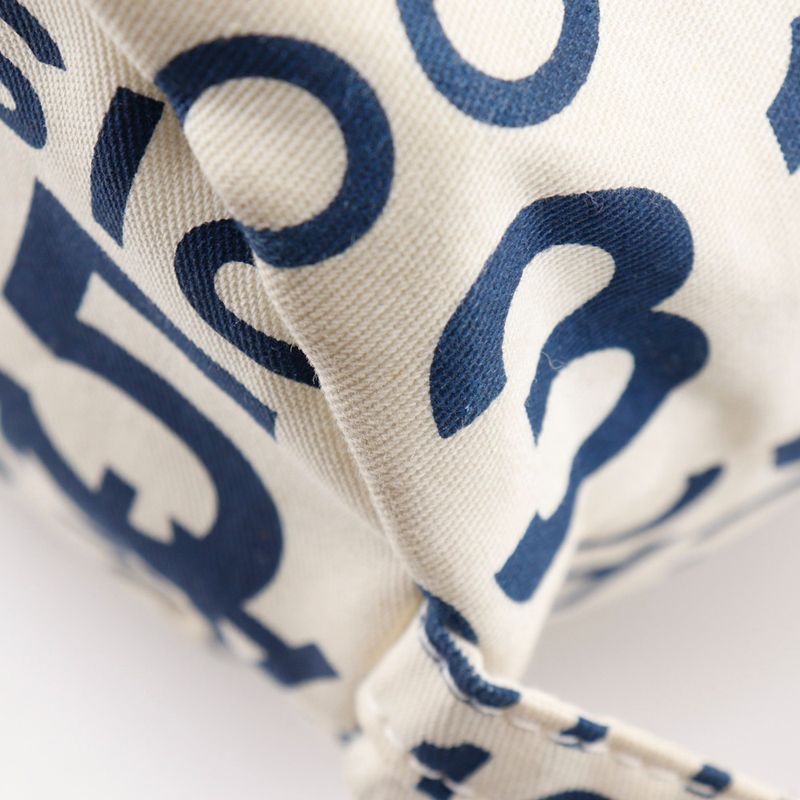 Chanel Beach Bag Vichy Line Logo Cotton White Women's Shoulder Bag