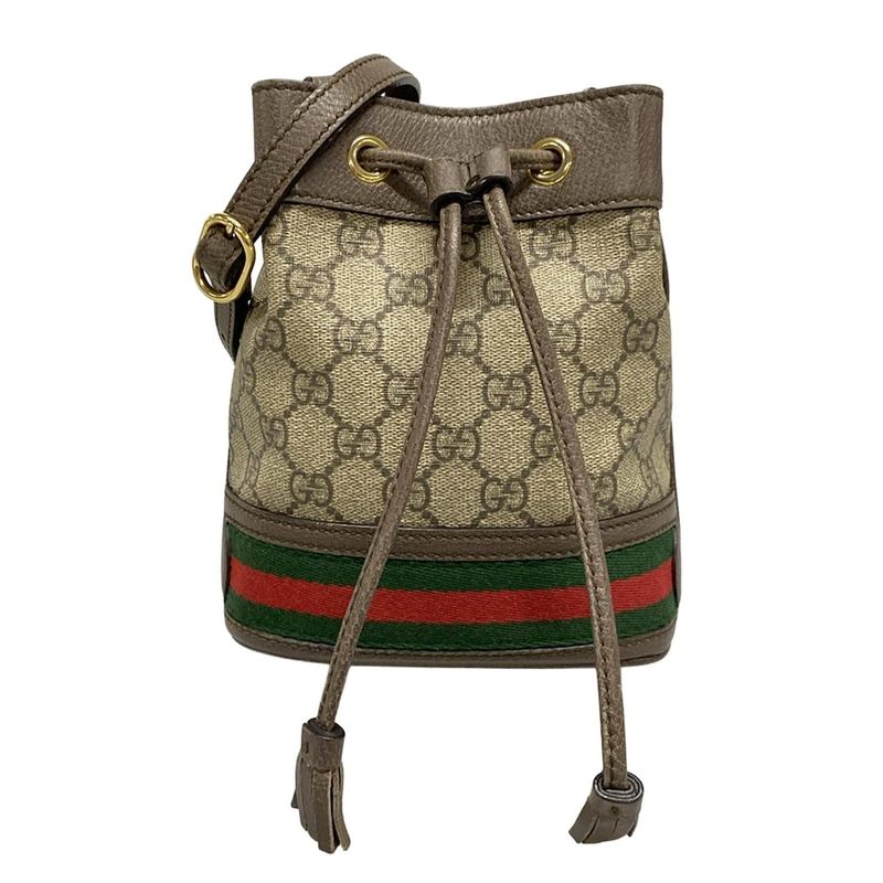 Gucci Shoulder Bag Ophidia GG Mini Bucket Bag 550620 Beige X Dark Brown X Multi