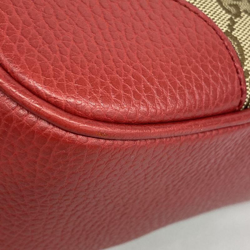 Gucci Shoulder Bag GG Canvas 449413 Canvas Brown Red Chien Pan Gold Hardware