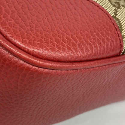 Gucci Shoulder Bag GG Canvas 449413 Canvas Brown Red Chien Pan Gold Hardware