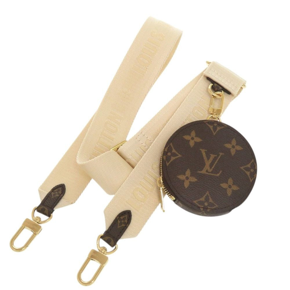Louis Vuitton On The Go PM Shoulder Strap with Coin Case Monogram Canvas White Brown