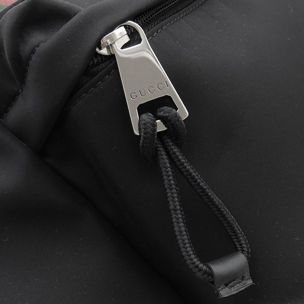 Gucci Tote Bag Logo Large Nylon Black Silver Hardware Shoulder Travel Bag