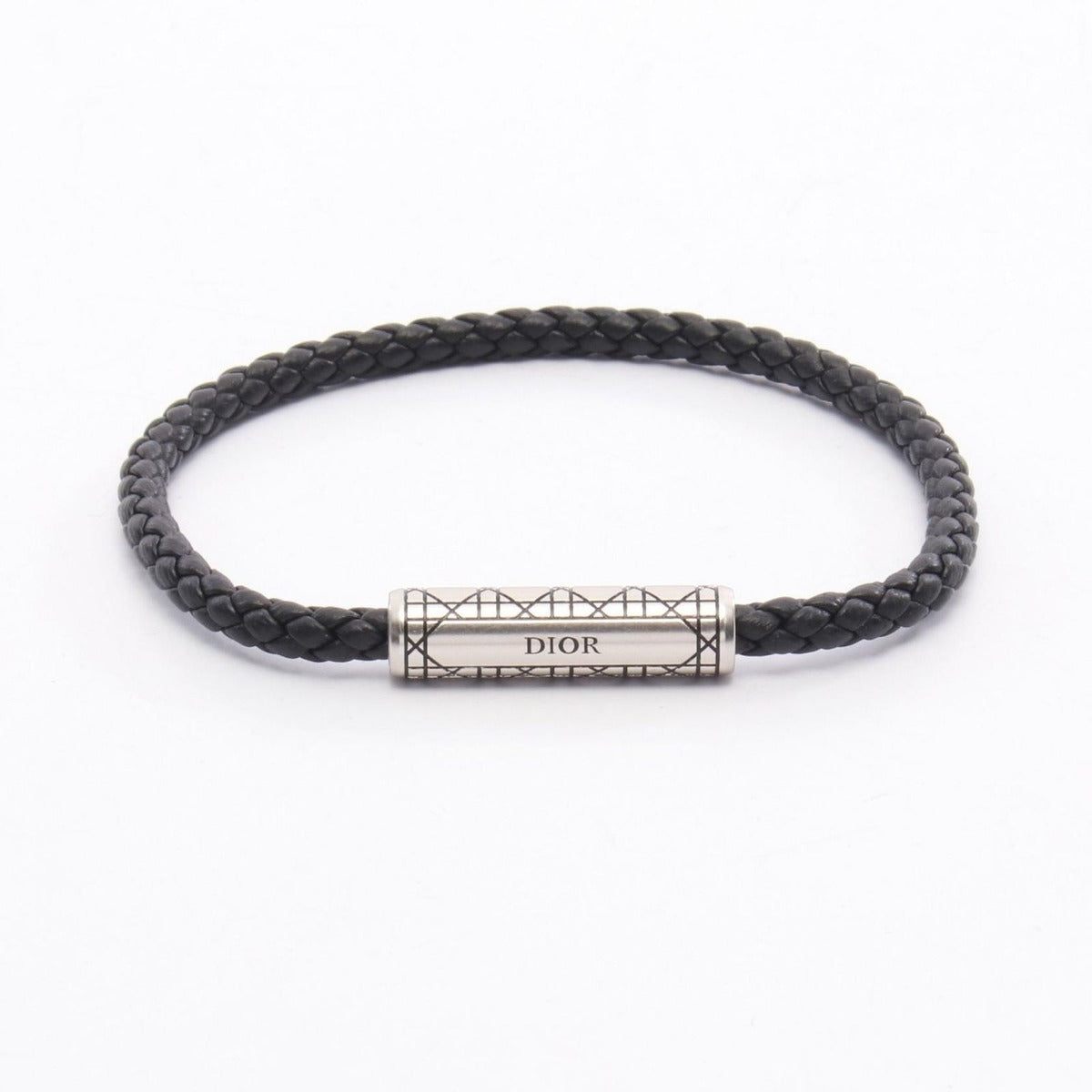 Dior Bracelet Cannage Braid Leather Black