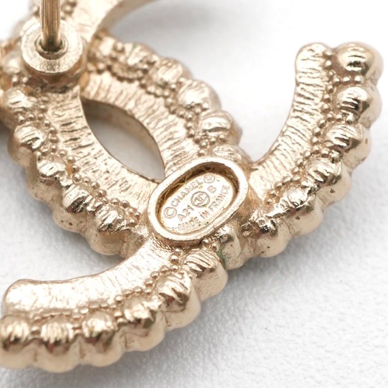 Chanel Earrings Earring Gold Coco Mark Rhinestone
