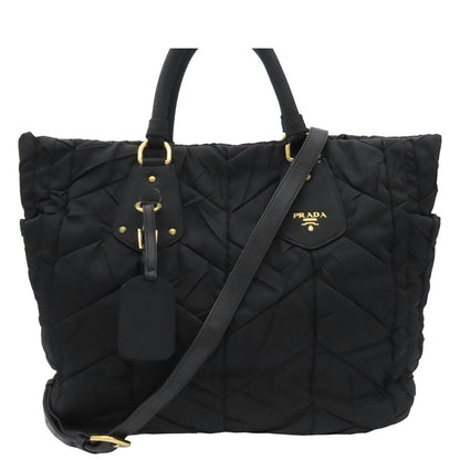 Prada Quilted Tote Black Nylon 2-Way Shoulder Bag
