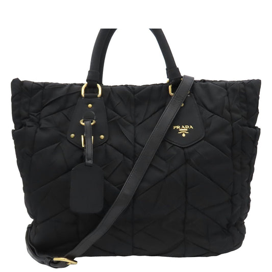 Prada Quilted Tote Black Nylon 2-Way Shoulder Bag