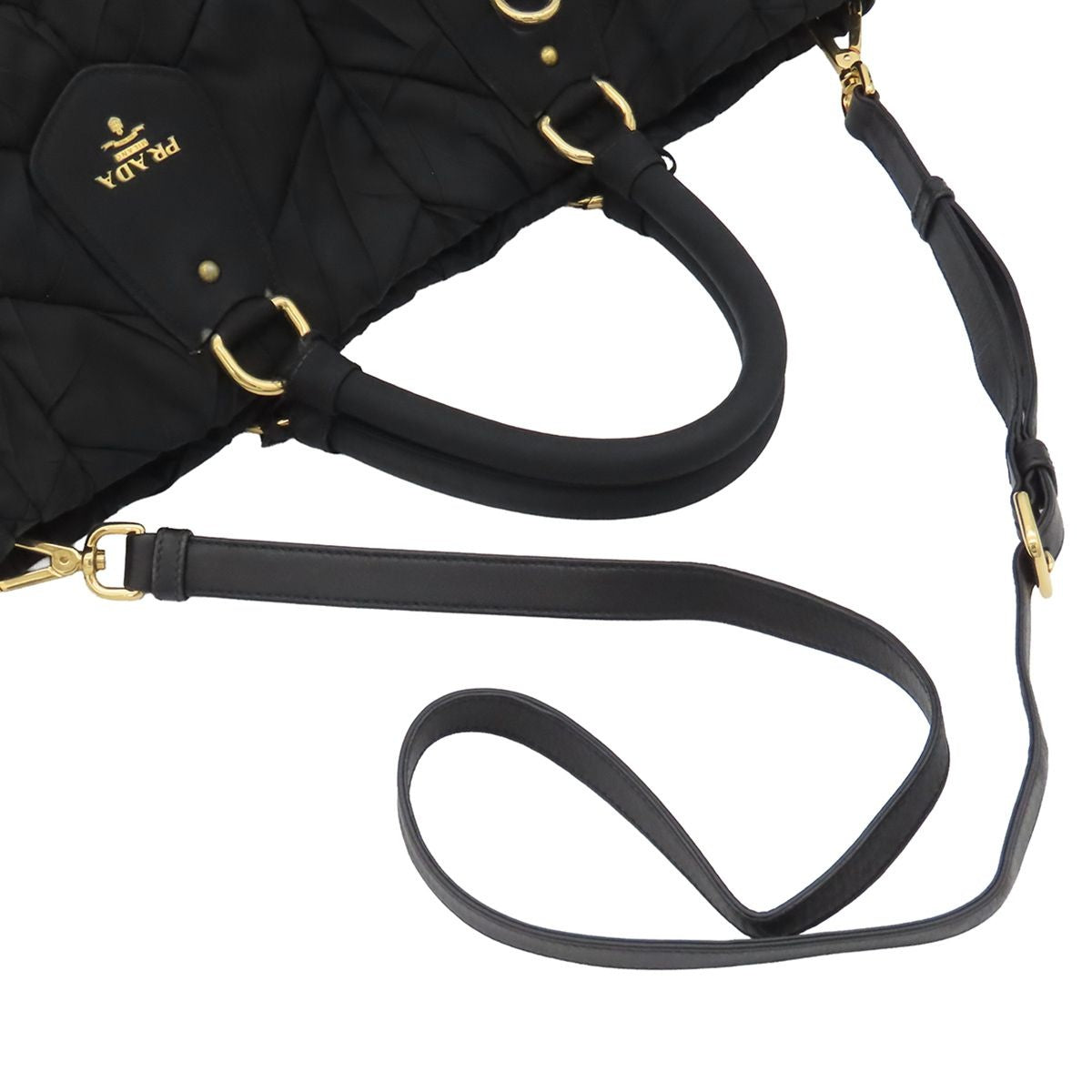 Prada Quilted Tote Black Nylon 2-Way Shoulder Bag — view 3