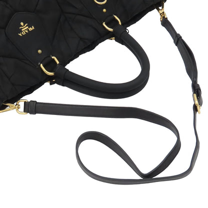 Prada Quilted Tote Black Nylon 2-Way Shoulder Bag — view 3
