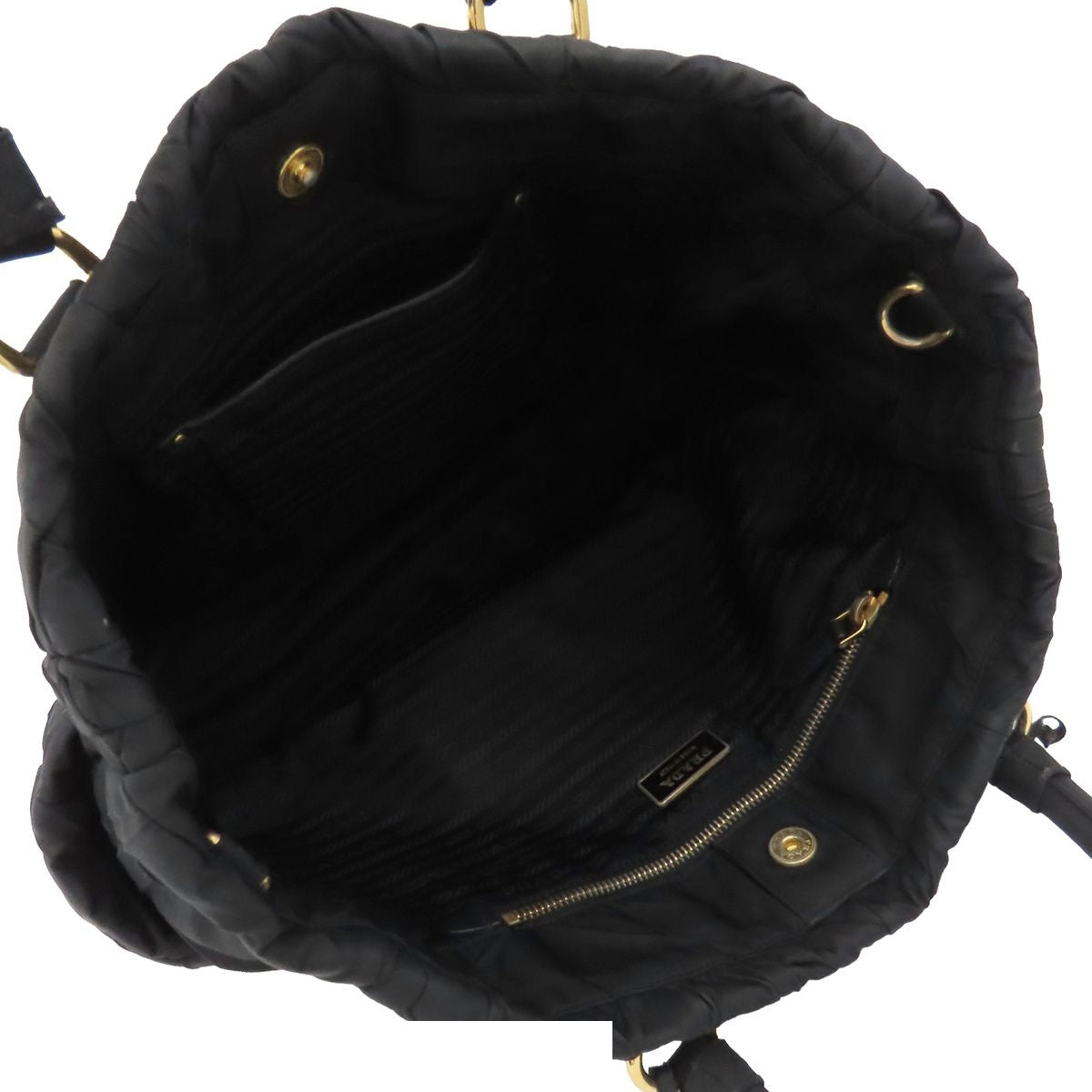 Prada Quilted Tote Black Nylon 2-Way Shoulder Bag — view 5