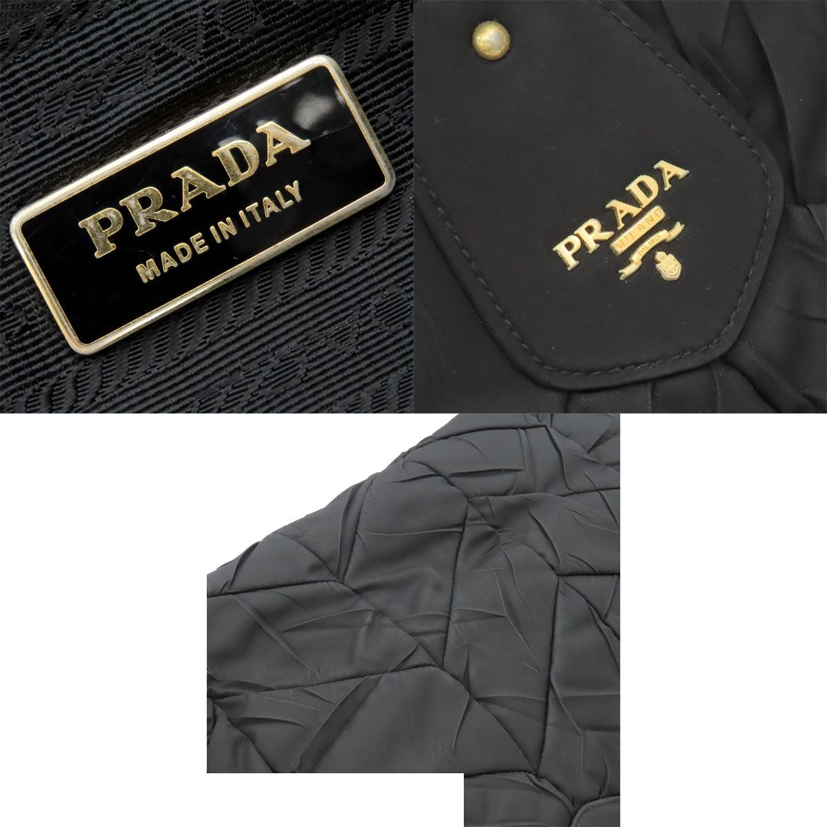 Prada Quilted Tote Black Nylon 2-Way Shoulder Bag — view 6