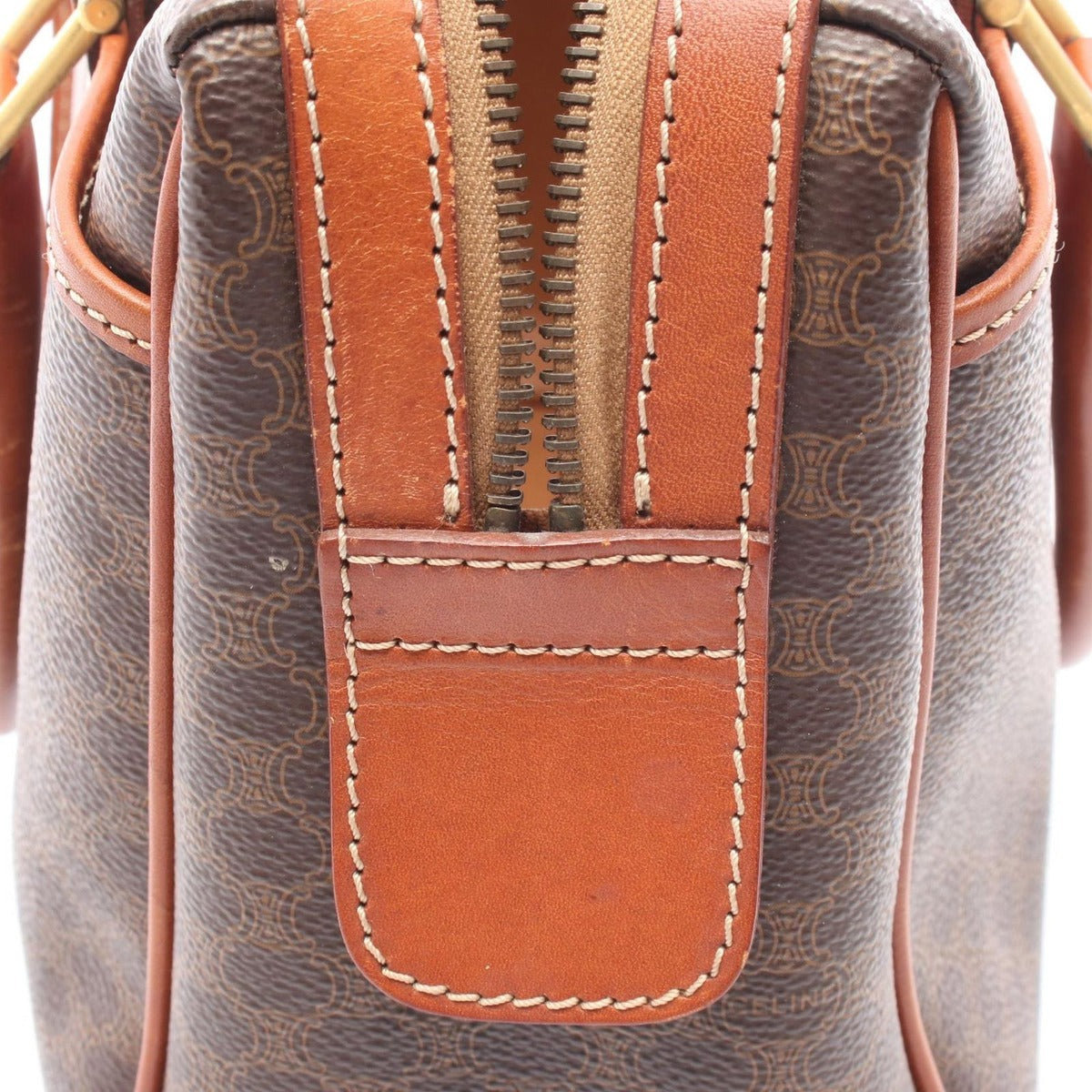 Celine Tote Macadam Dark Brown Canvas Leather Handbag — view 6