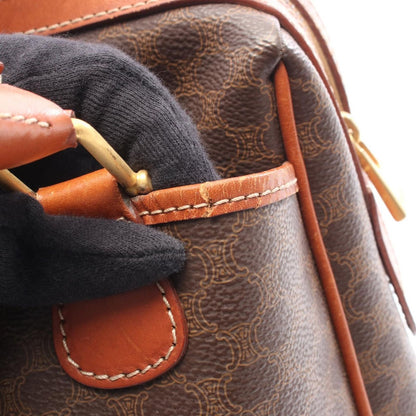 Celine Tote Macadam Dark Brown Canvas Leather Handbag — view 7