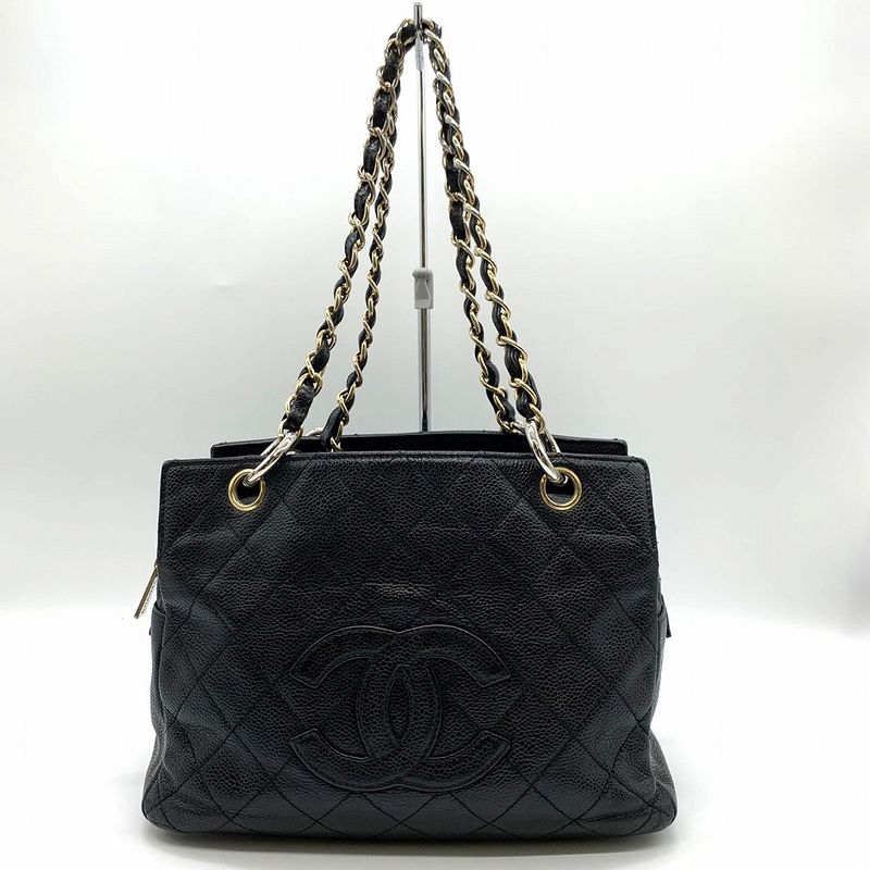 Chanel Handbag Chain Shoulder Bag Matelasse Coco Mark Caviar Skin Black Women's