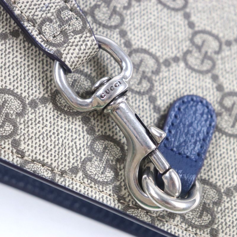 Gucci 768255 GG Supreme Canvas Leather Gghardware Bicolor Small Pouch Clutch