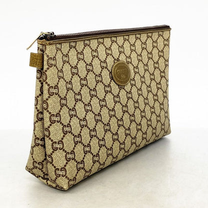 Gucci Clutch Bag GG Supreme Old Gucci PVC Brown Gold Hardware Women