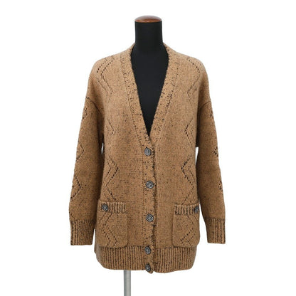 Chanel Cardigan CC Logo Wool Cashmere Rhinestone 38
