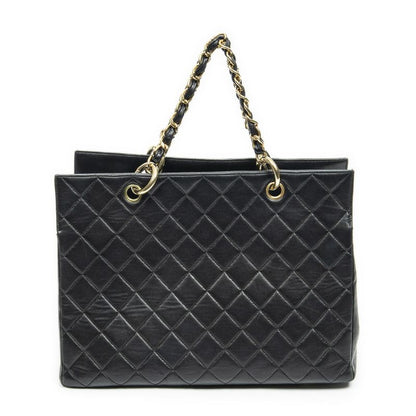 Chanelgst Tote Bag Black Matelasse Lambskin Leather A