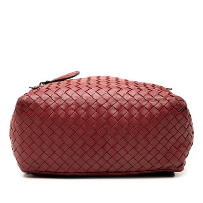 Bottega Veneta Intrecciato Backpack Wine Red Leather Women's Bottega Veneta