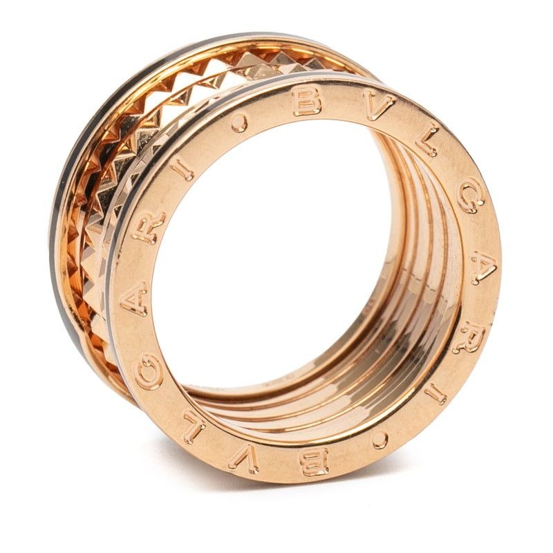Bvlgari B-zero One Lock Band Ring 60 Gold Black 18K Pink