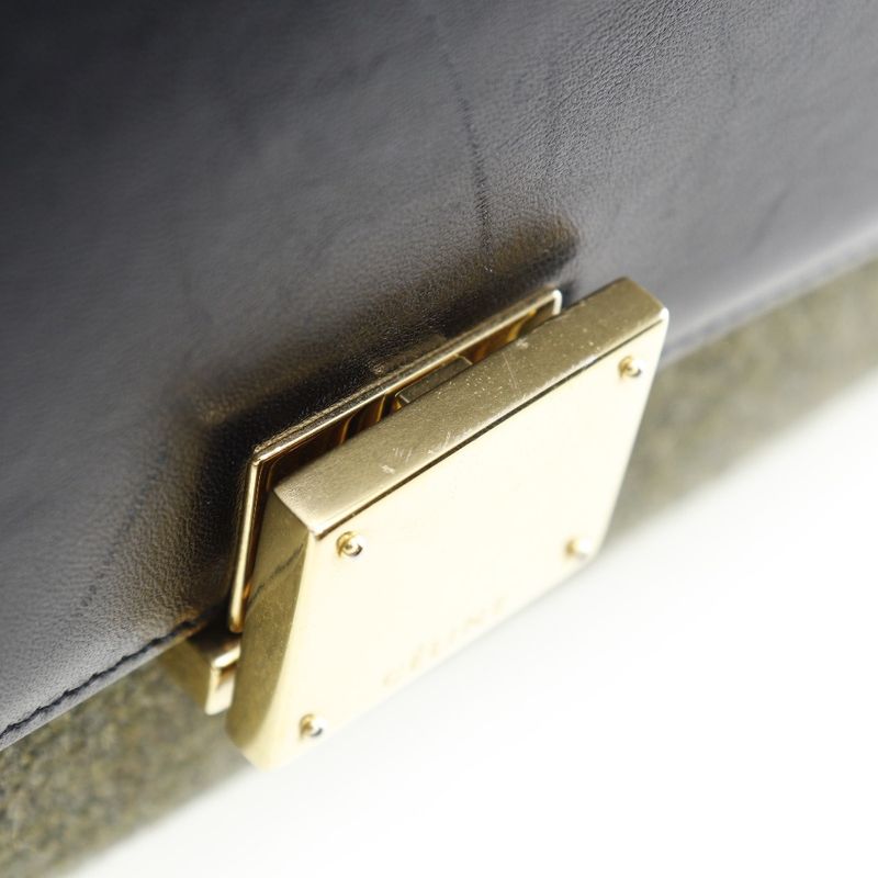 Celine Trapeze Felt And Calf Black/gray Women's Handbag