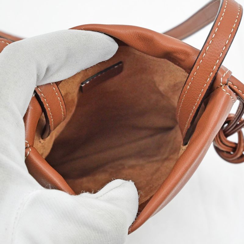 Celine Drawstring Mobile Pouch Shoulder Bag Cuill Triomphe Tan Brown