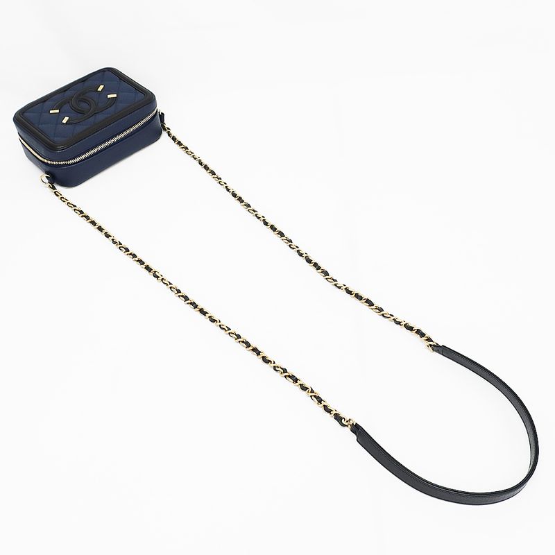 Chanel CC Filigree-chain Shoulder Bag Navy-gdhardware Matelasse