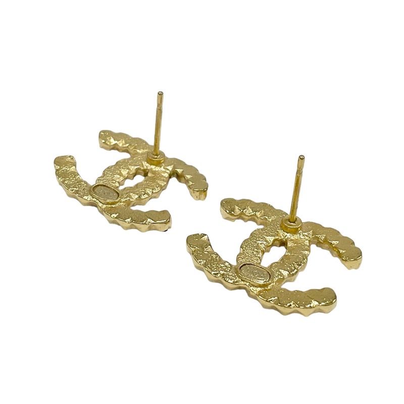 Chanel Earrings Coco Mark Rhinestone Pearl Gold