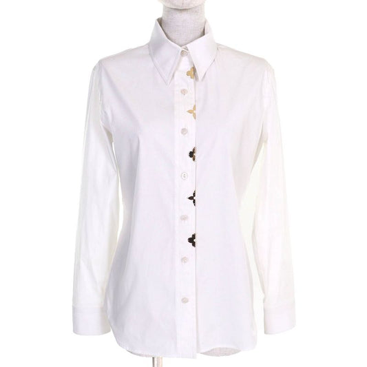 Louis Vuitton 25AW Cotton Logo Button Monogram Long Sleeve Shirt White Gold