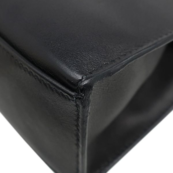 Hermes Handbag Pochette Kelly Evergrain Black Silver Hardware Black Mini Bag L