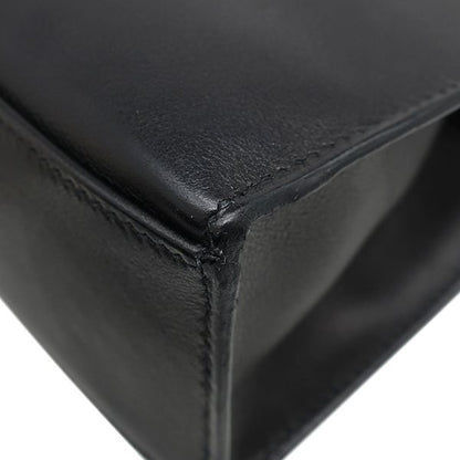 Hermes Handbag Pochette Kelly Evergrain Black Silver Hardware Black Mini Bag L