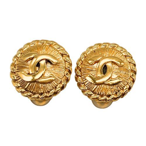 Chanel Earrings Plated Metal Plated Metal Coco Mark Round Gold